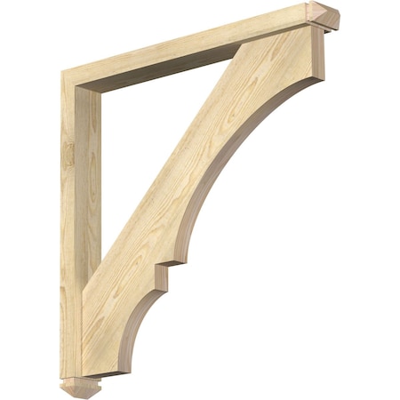 Balboa Arts And Crafts Rough Sawn Bracket W/ Offset Brace, Douglas Fir, 4W X 34D X 34H